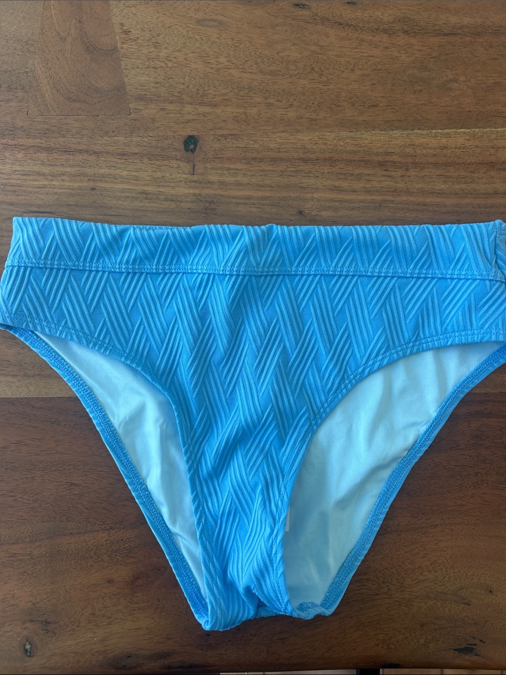 Cupshe Classic Textured Bikini Bottom - Blue